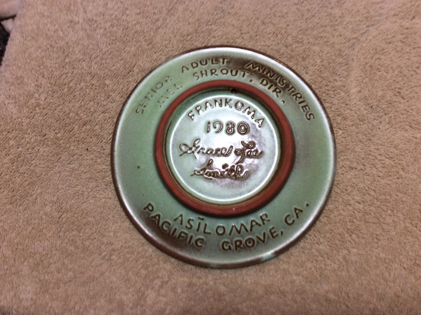 Frankoma Grace Lee Smith 1980 First California Niroga 6” Wall Plaque Ex. Cond