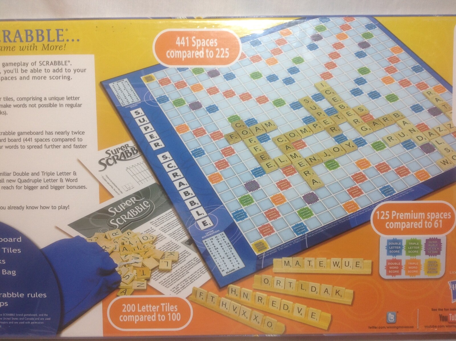 NEW Super Scrabble Family Word Board Game 200 Tiles FACTORY SEALED 2011