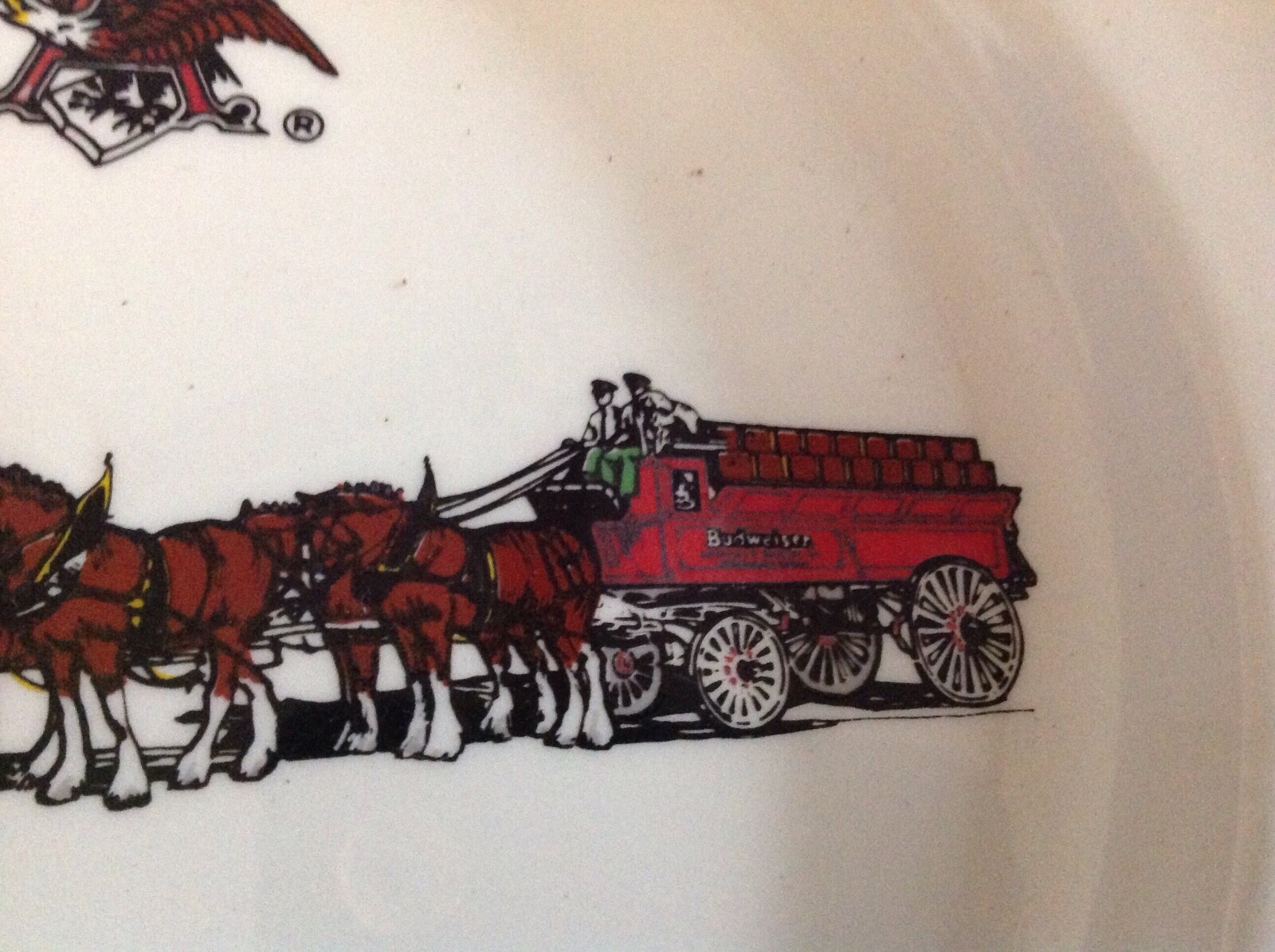 World Famous Budweiser Clydesdale Gold Trimmed Plate  amazing detail