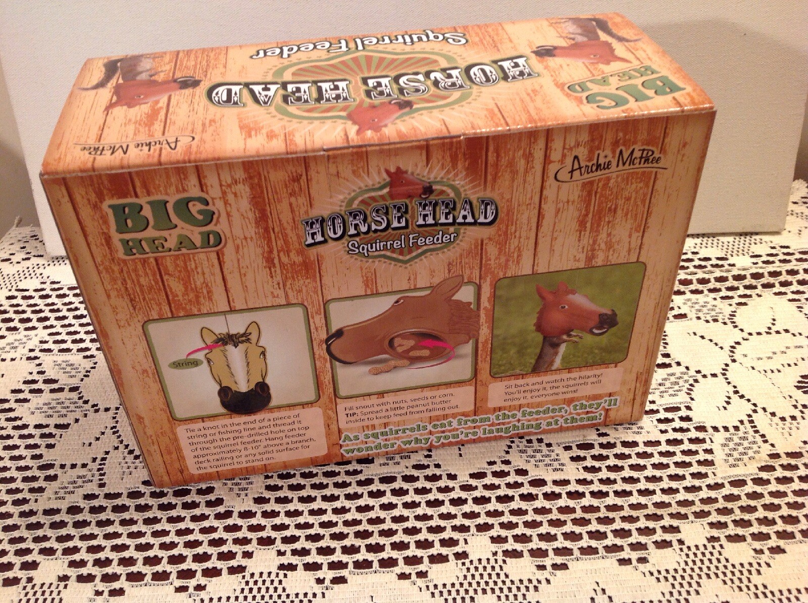 Horse Head Squirrel Feeder Novelty Yard Decor Archie McPhee Brand  NIB