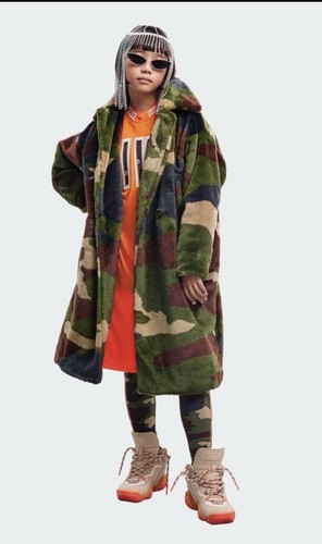美品 adidas × IVY PARK Camo Faux Fur Coat Adidas Ivy Park Beyonce Unisex Kids Sz 5/6/2XS Faux Fur