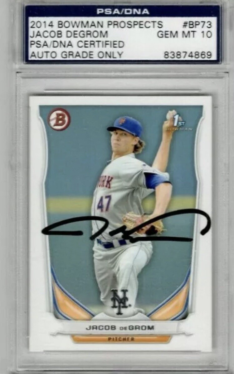 Jacob Degrom Signed Autograph Rookie Card Mint 10 Psa New York Mets Sportscards Com