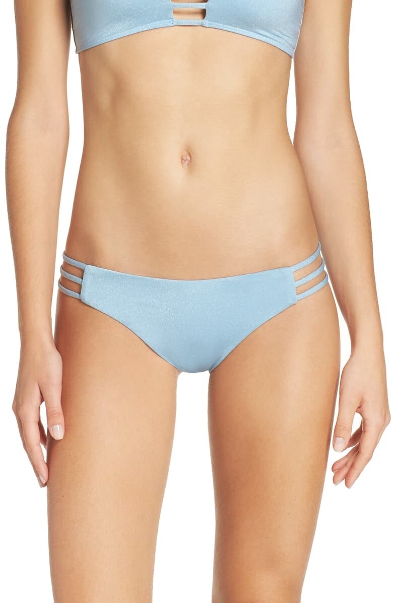 L SPACE 147306 Women's Shimmering Bikini Bottom Sky Blue Sz. Small