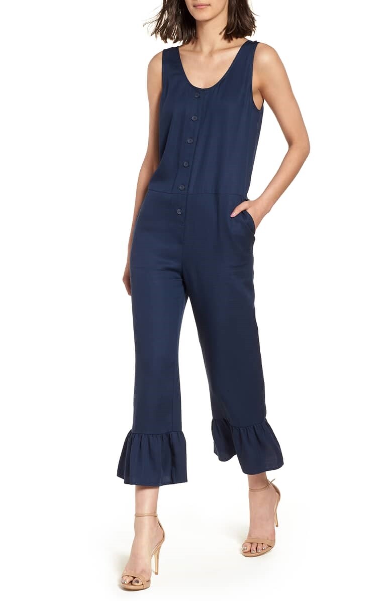 CHELSEA28 Ruffle Women's Jumpsuit Sz. Medium (Blue) 151869