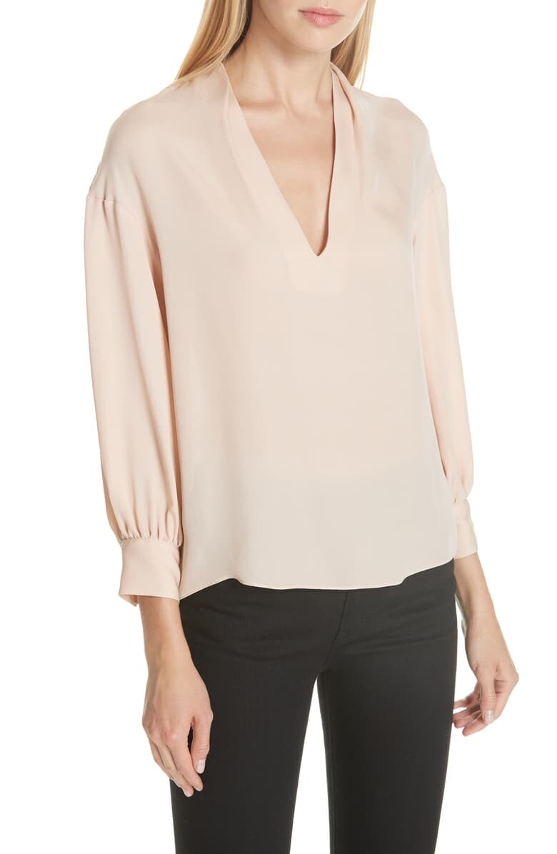 Joie Ninarika Women's 238340 Pink Sky Blouse Size XS
