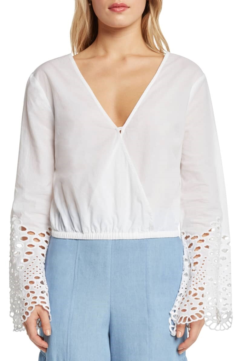 WILLOW & CLAY Poplin Faux Women's Wrap Top Sz. Medium 151866