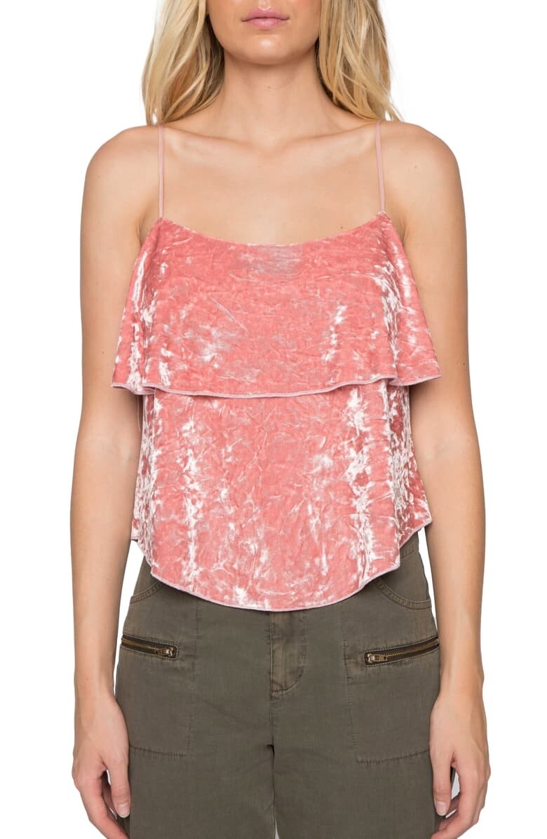 WILLOW & CLAY 164128 Women's Velvet Scooped Neck Pink Camisole Size Small