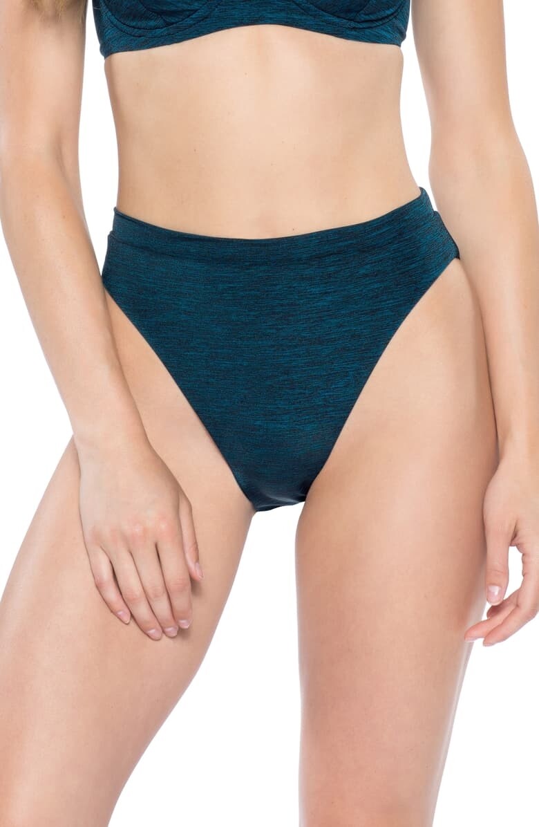 Becca Women's 236959 Teal Mesa Verde High Waist Bikini Bottoms Swimwear Size M