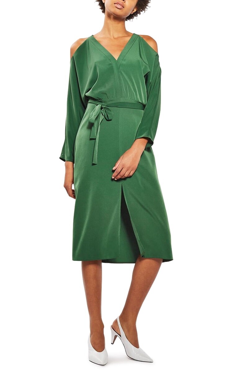 topshop green cut out dress Cutout Cold Shoulder Women's Sz. 2 US (Green) 151130 Halter neck