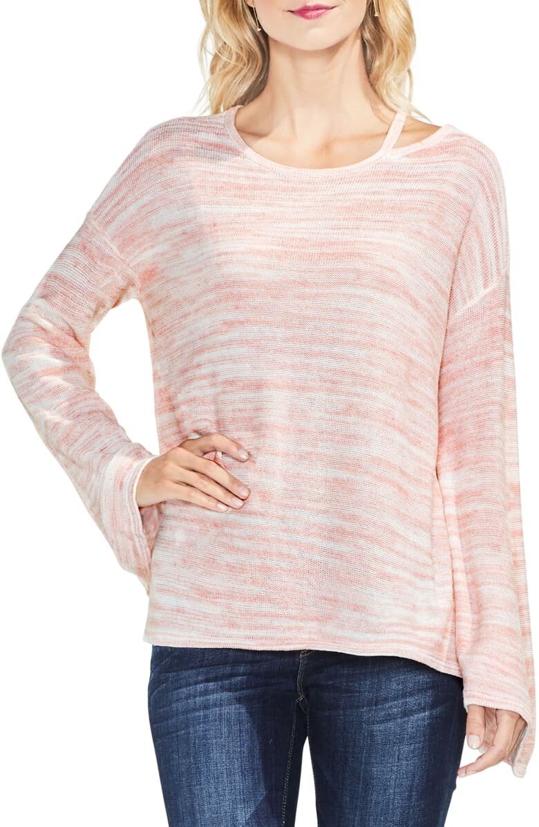 TWO BY VINCE CAMUTO 164705 Women's Drop Shoulder Long Sleeve Sweater Pink Sz. L