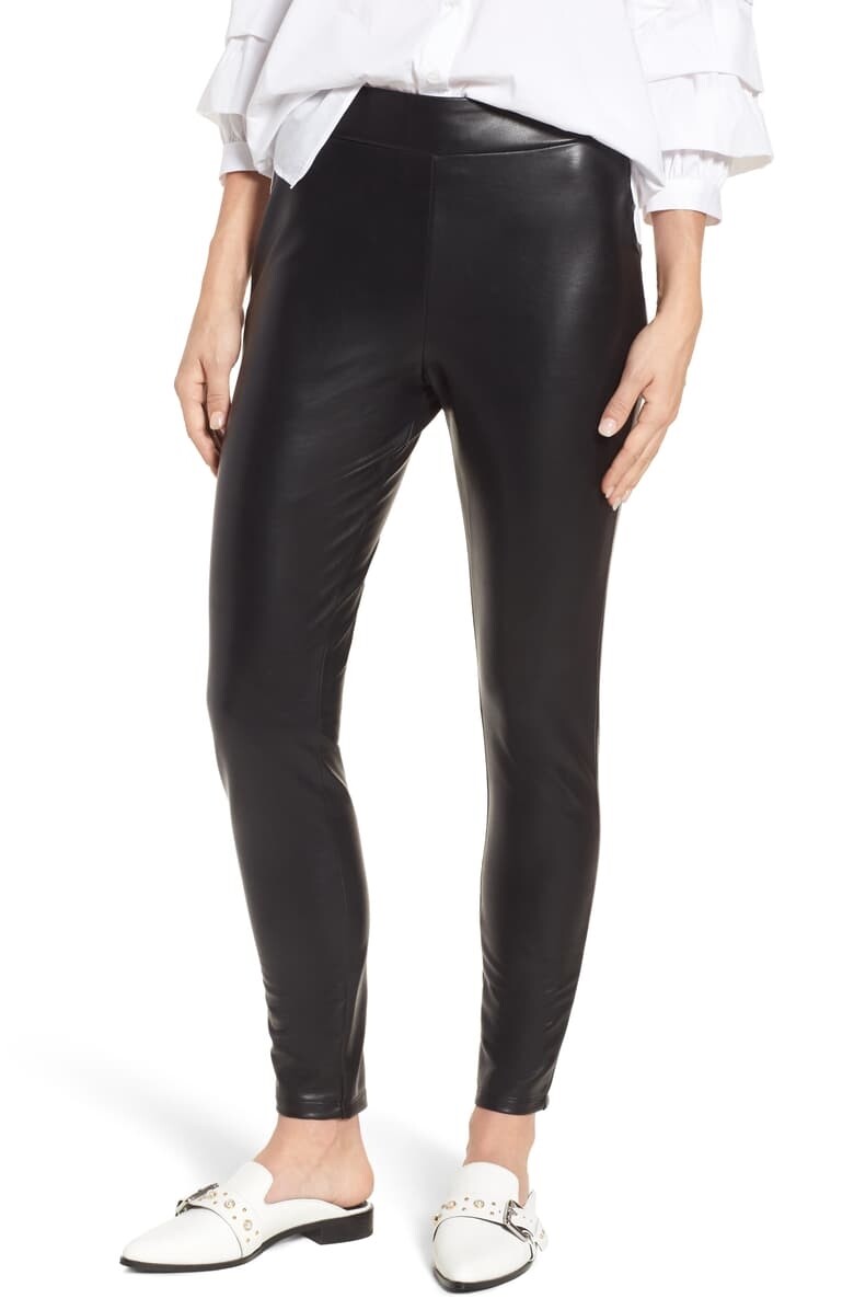 Leith 164290 Women's High Waist Faux Leather Leggings Black Size Small