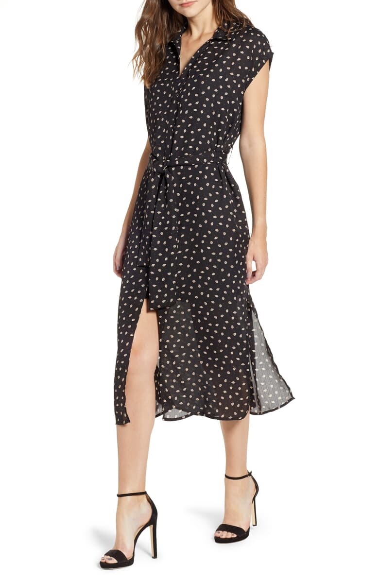 Bishop + Young 188043 Womens Short Sleeve Midi A-Line Dress Black Size X-Small