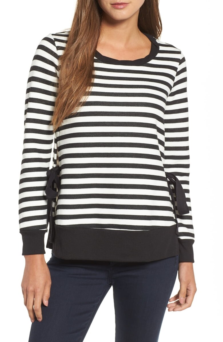 GIBSON Side Tie Women's Sweatshirt Sz. XS (Black/White) 151821