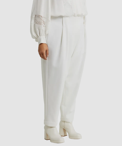 Pre-owned New York $898 Lafayette 148 York Women's White Wool Double-face Stretch Pants Size 18