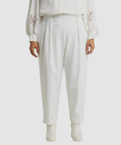 Pre-owned New York $898 Lafayette 148 York Women's White Wool Double-face Stretch Pants Size 18