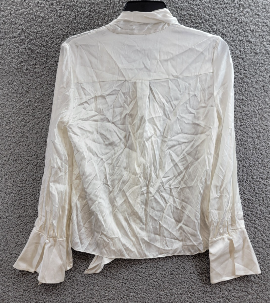 Alice + Olivia Lloyd Stretch Blouse Women's S Off White Round Neck Long Sleeves~ - Picture 13 of 20