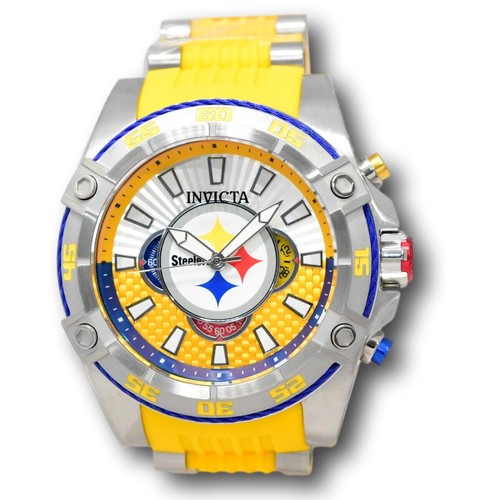 Pre-owned Invicta Nfl Pittsburgh Steelers Men's 52mm Carbon Fiber Chronograph Watch 41965