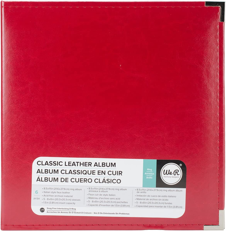 8.5 X 11-Inch Classic Leather 3-Ring Album by  | Real Red,