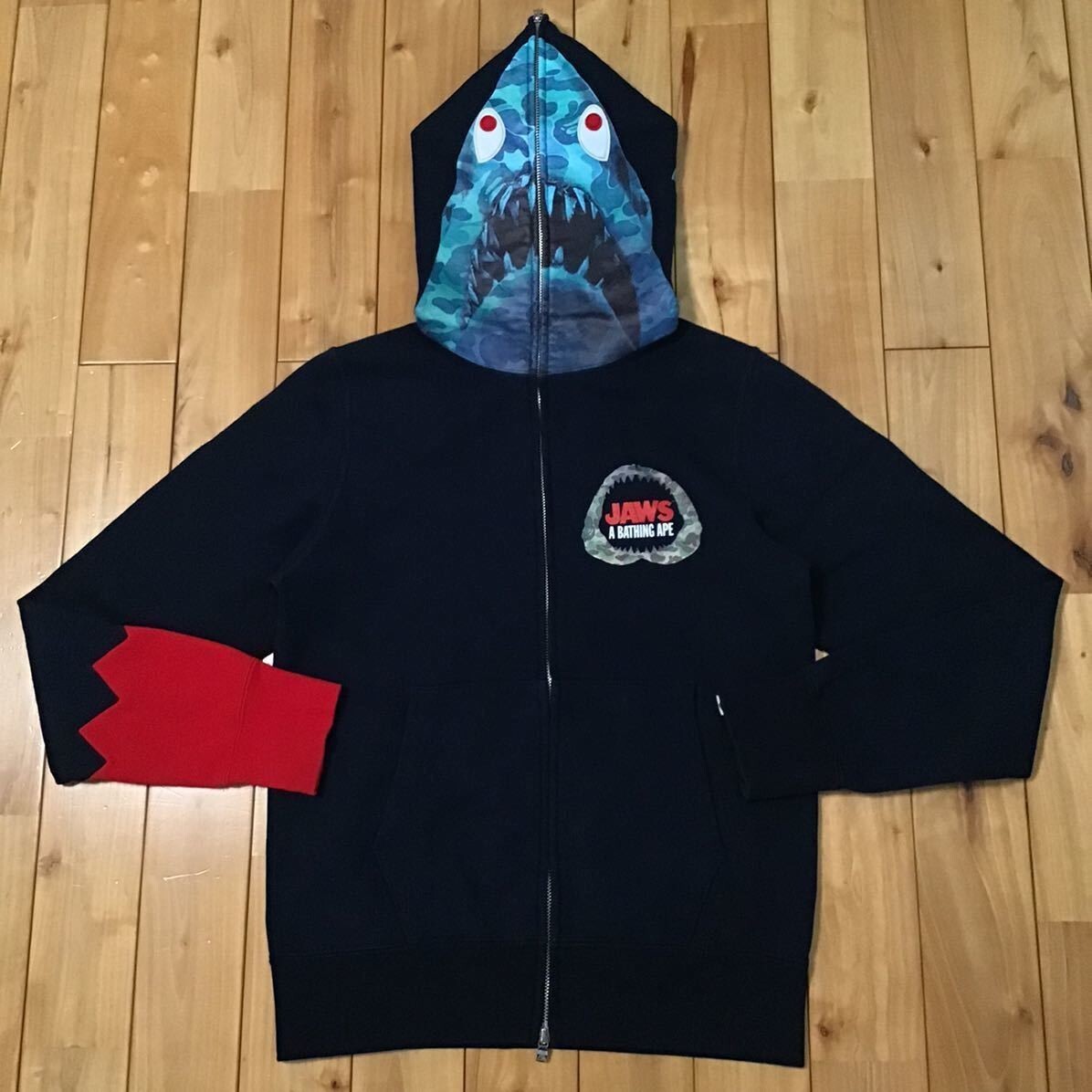 ウェア BAPE Shark Full Zip Hoodie (RARE) BAPE jaws shark full zip hoodie Navy A Bathing Ape Size S | eBay