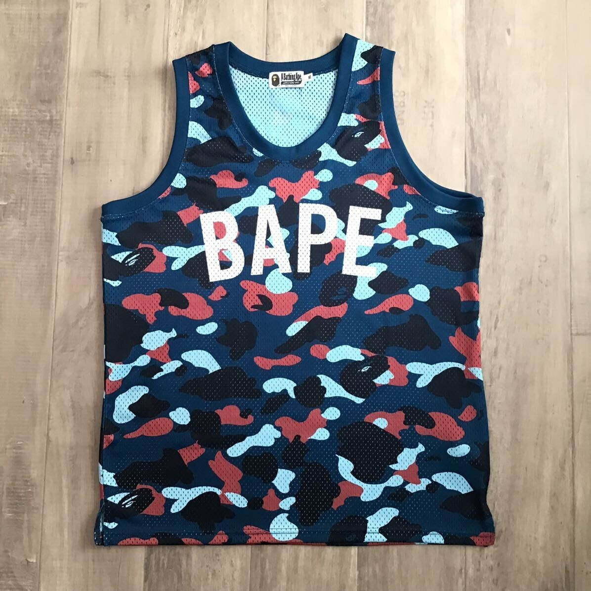 BAPE Blue multi camo basketball tank top A Bathing Ape Size