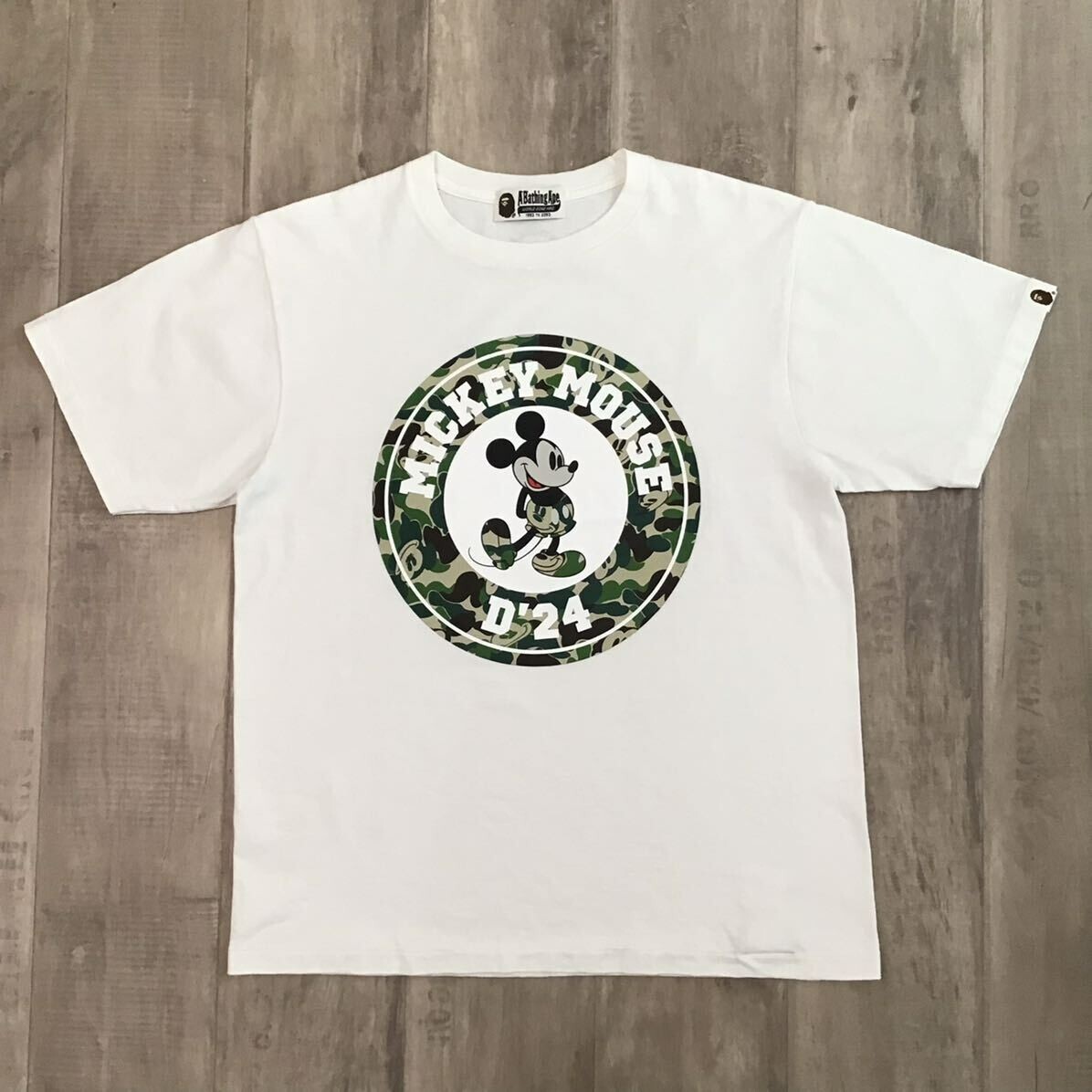 BAPE × Disney Mickey Mouse ABC camo T-shirt White A Bathing