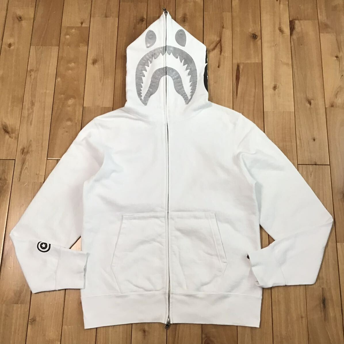 A・BATHING APE リフレクターシャークフーディジャケット シルバー BAPE Reflector shark zip hoodie jacket A Bathing Ape Size