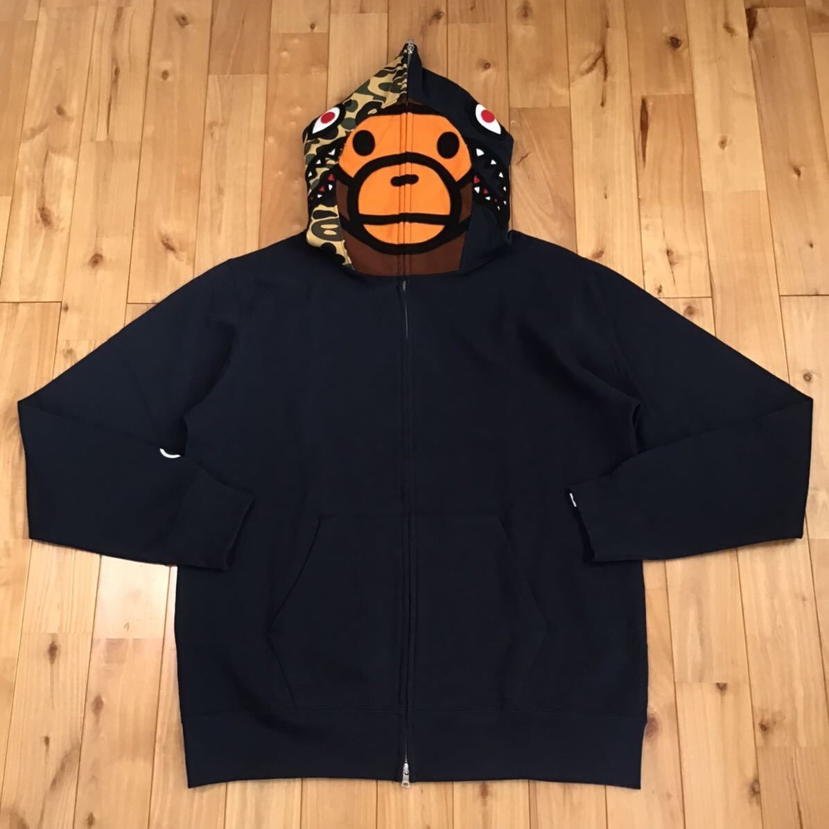 トップス MILO LOGO a bathing ape full zip hoodie 2XL BAPE Milo Shark full zip Hoodie Navy A Bathing Ape Size