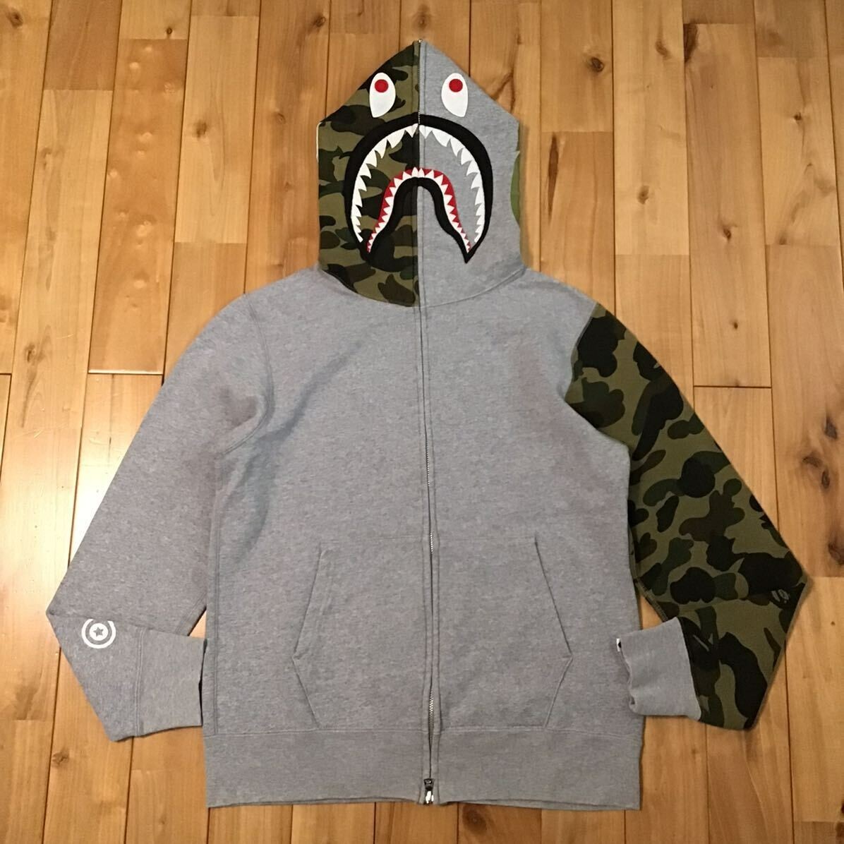 BAPE Gray x 1st camo shark full zip hoodie A Bathing Ape