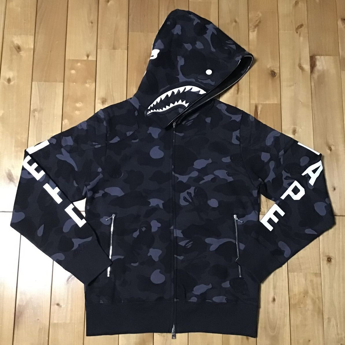 BAPE × NEIGHBORHOOD Shark full zip hoodie Black A Bathing