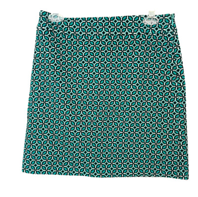 ANN TAYLOR LOFT WOMEN'S TEAL PRINT PENCIL SKIRT Size 2 A LINE