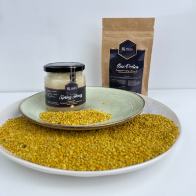 Bee pollen 100g / 3.5oz and honey 250g / 9oz set I 2024 Small family apiary