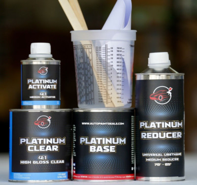 Super White Toyota 040  Basecoat Quart Size Bundle W/ 2K Clearcoat Kit + Reducer