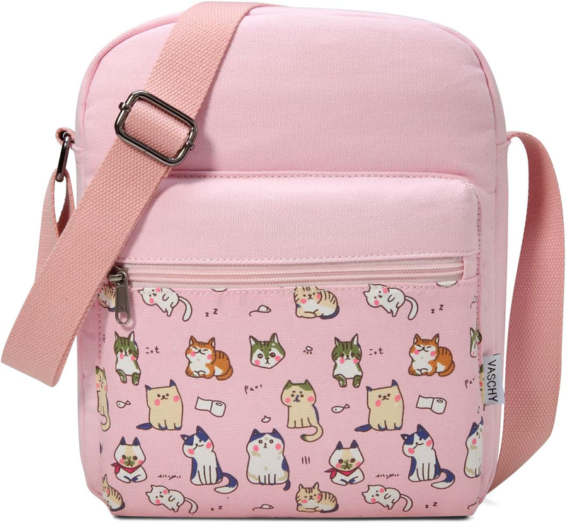 Messenger Bag for Girls, Lightweight Canvas Crossbody Bag Purse for Teen Girls W