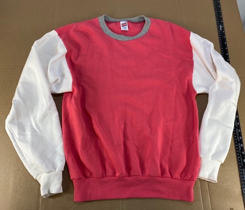 Vintage 80s 90s Color Block Two Tone Surf Skate Blank Plain Pink Sweatshirt USA
