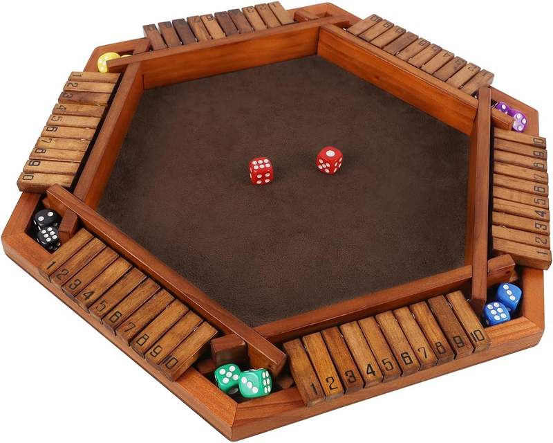 Wooden Shut The Box Dice Game for 1-6 Players, Upgrade Tabletop Board Game
