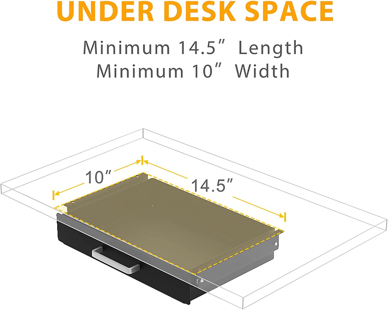 under Desk Pull-Out Drawer - Storage Organizer Office Mounted, Easy Slide-Out Pe