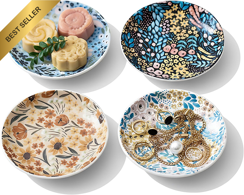 4 Pack Ceramic Dipping Bowls, 3 Oz Small Soy Sauce Dish Set, Cute Serving Bowls