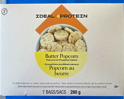 Ideal Protein Butter Popcorn Flavoured Popped Cakes - 7 Packets - EXP 2/28/25