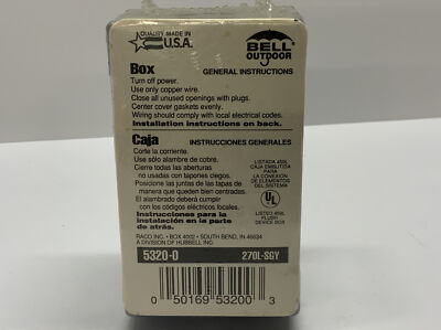 BELL 5320-0 SINGLE GANG BOX OUTDOOR  3 OUTLETS 1/2'' NEW