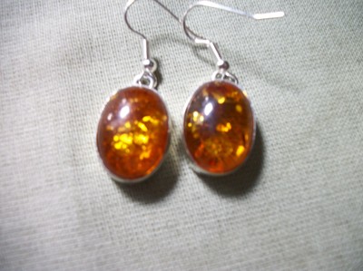 BALTic amber  sterling silver  PENDANT w Chain + EARRINGS  Set