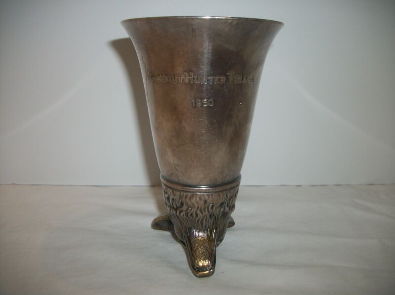 Vintage 5" Fox Head Stirrup Cup Trophy Rombout Hunter Trials 1950 