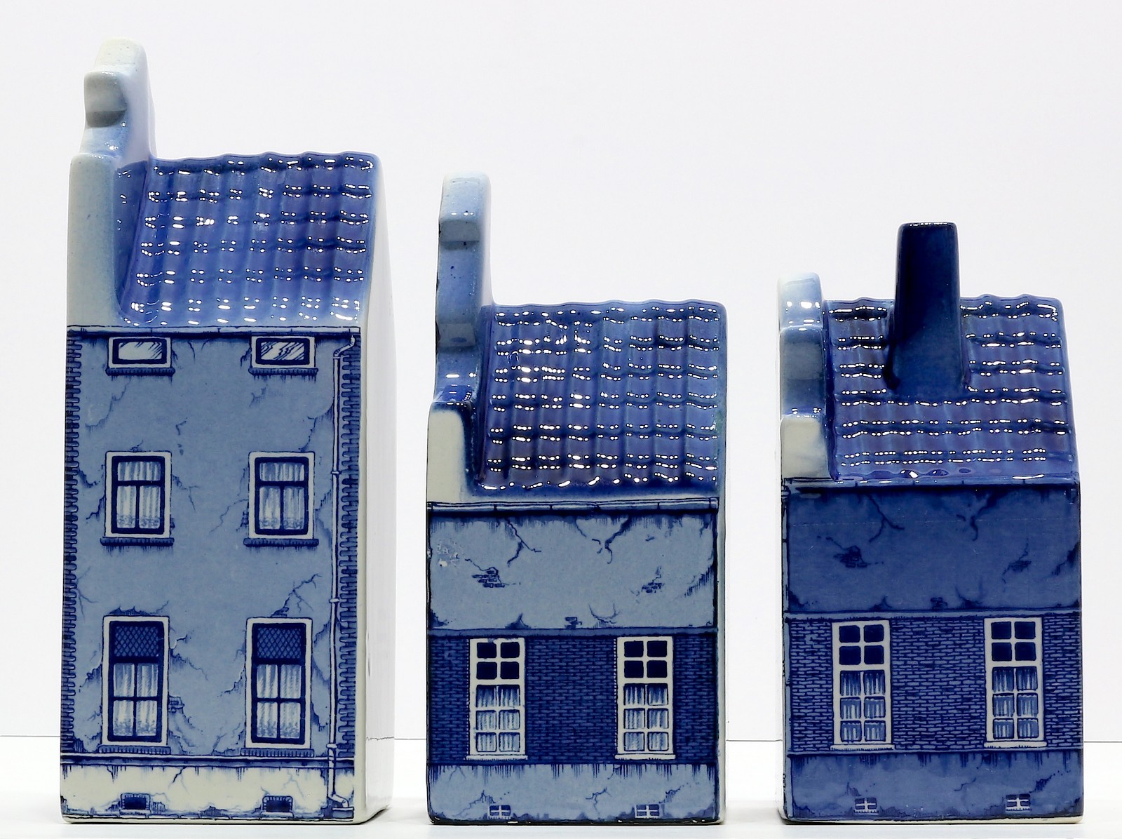 3 Delfts Blauw Houses Blue White Canal Amsterdam Holland Hand Painted