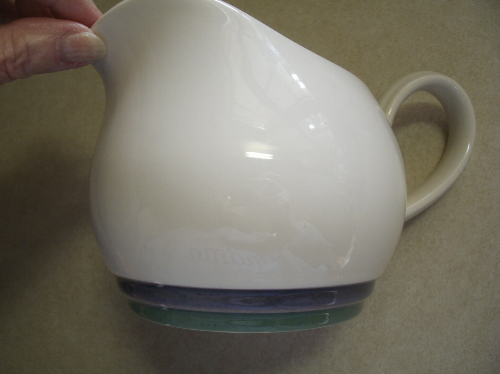 Pfaltzgraff Juniper Gravy Boat Pitcher USA White Blue Teal Green