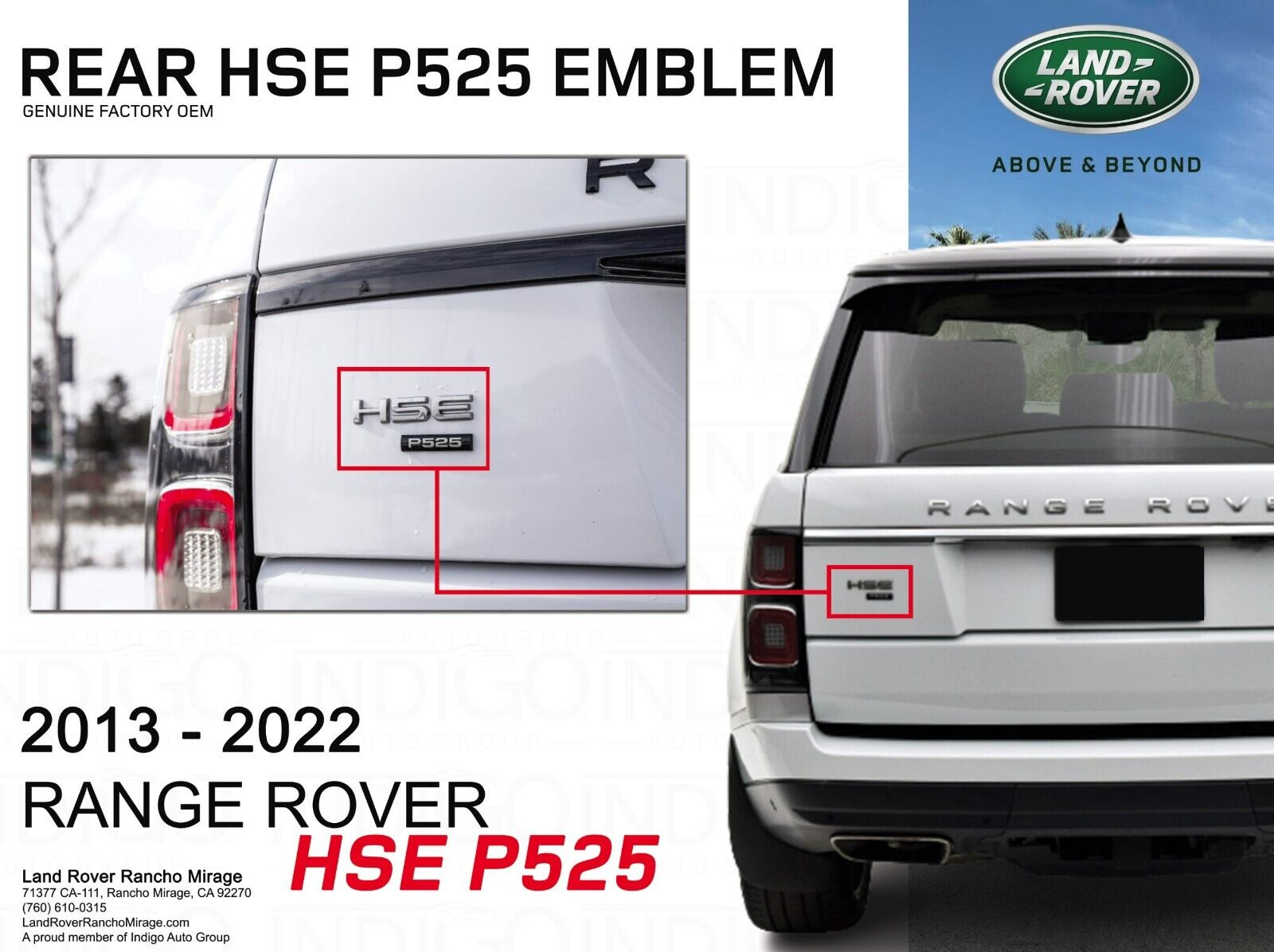 2013-2022 RANGE ROVER HSE P525 Genuine Factory OEM Land 2013-2022 RANGE ROVER HSE P525 Genuine Factory OEM Land