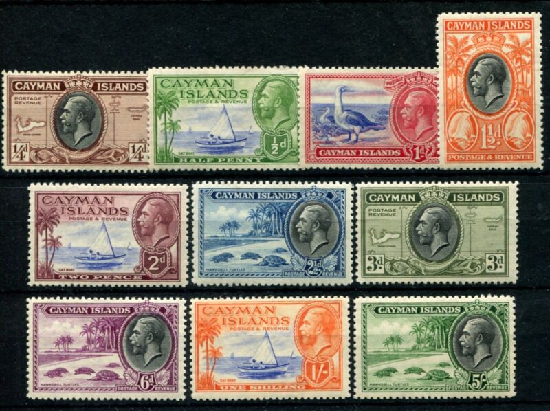 CAYMAN ISLANDS 1935 PICTORIALS  VALS TO 5/- SG96/ 106 (NO 2/-) HINGED MINT