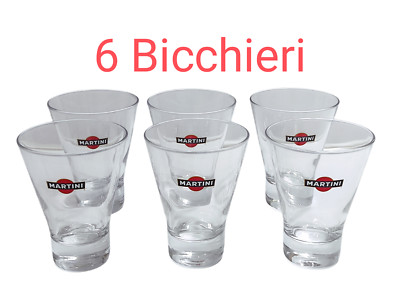 Bicchieri MARTINI set di 6 servizio in vetro pubblicitari da collezione cocktail