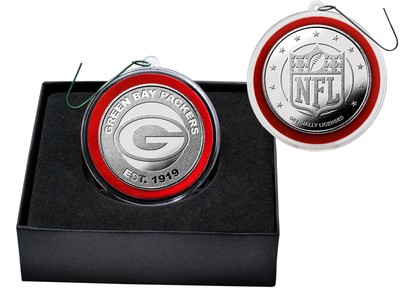 Серебряная тарелка команды Green Bay Packers с украшением в виде монеты