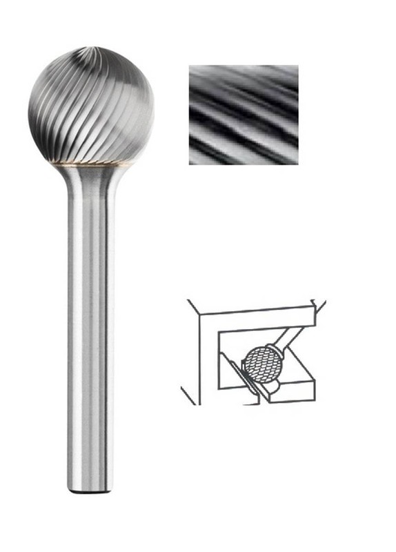Fraise Lime Cw Ogive TÃªTe SphÃ©Rique Sd Denture Simple Ã 25 X 25 Queue Ã 6