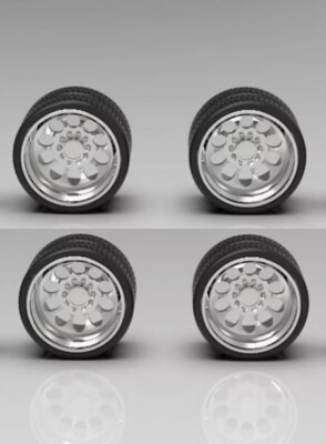 1:64 Four Rear Trailer 26  Crater Dually Wheels In Low Profile Tires
