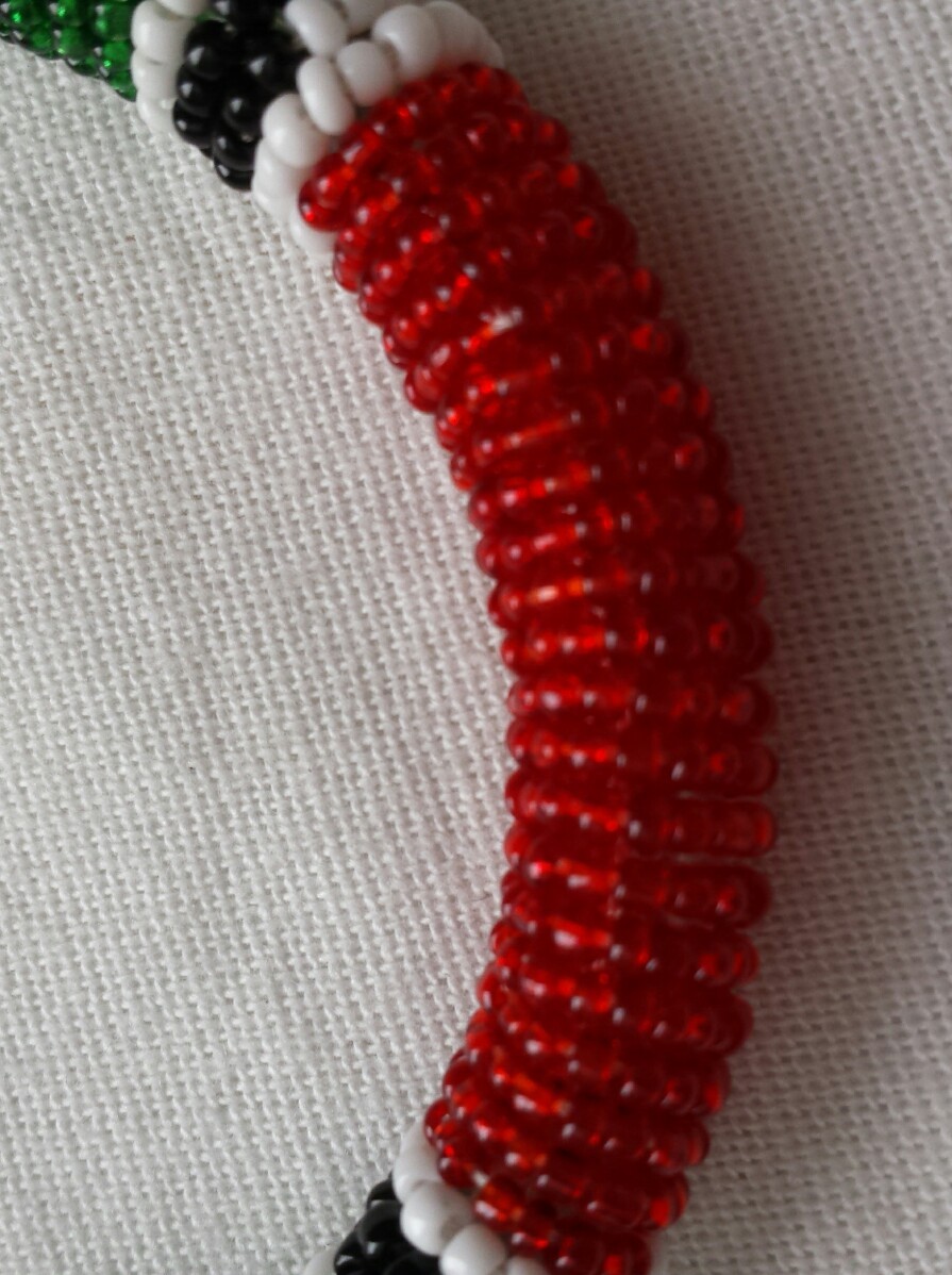 Beaded Handmade Bangle Bracelet Kenyan Flag Red Green multicolor